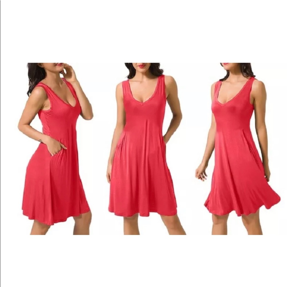 Lyss Loo Sun Dancer V-Neck Swing Dress Coral Pink